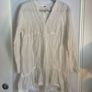 Free People White Long Sleeve Top
